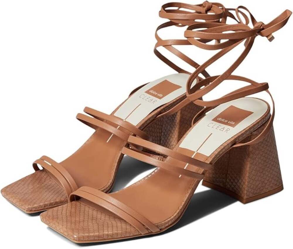 Dolce Vita Paxx Luggage Stella Tie Up Block Heeled Sandals - Size 7